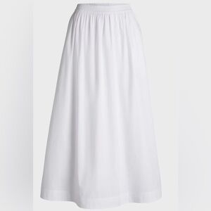 BOSS - ELASTICATED-WAIST MAXI SKIRT IN COTTON POPLIN WHITE - PREOWNED